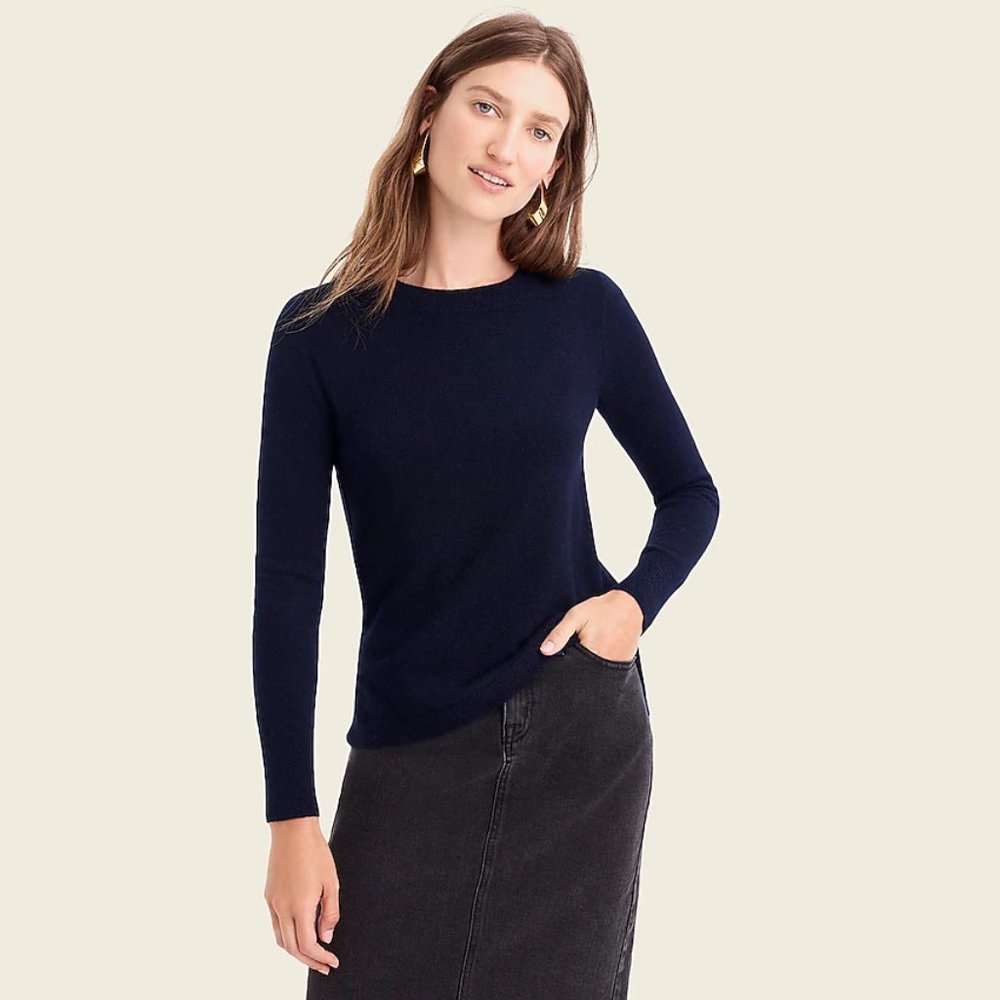 Gray J. Crew 100% Cashmere Classic Slim Fit Crewneck Sweater, XXS